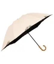 Parasol UVO Folding Umbrella/3Tiers Embroidered Flower Beige 100% Shade & UV Cut
