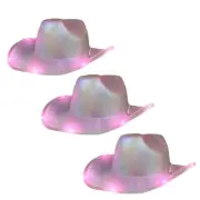 Light Up Glorious Luminous Sheen Metallic Cowboy Space Cowgirl Hat Pink LED P...