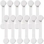 Cabinet Lock Latch - Baby Proofing Cabinet Locks for Child Safety for Cabinet Doors, Fridge, Drawers, Toilet Seat, Dishwasher, Cupboard - No Drilling with Strong Adhesive, 12-Pack, White