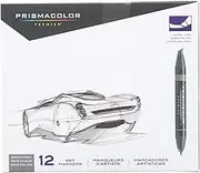 Prismacolor Marker Set, 12 Pieces, Chisel/Fine, Warm Grey Markers