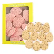 10 Pieces Cute Easter Egg Cookie Cutters Plastic Cookie Stamps Cookie Mould P...