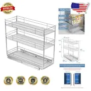 Durable Chrome Pull Out Spice Rack – 3-Tier Organizer for Kitchen Cabinets