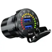 Car Fast Charger Power Outlet Socket Adapter Dual USB Voltage Digital Display (for: Fiat)