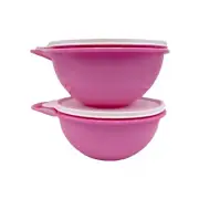 Tupperware Thatsa Bowl 6 Cup Pink Set Of 2 with Lids