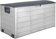 [Gardeon] Outdoor Storage Box Container Cabinet Bench, 290L Large Lockable Tool Toy Deck Chest Garden Shed Storages Ottoman Chair Seat Patio Indoor Furniture, with Wheels Handles Water-Resistant Grey