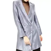 NWT Topshop top shop Metallic Blazer Dress shiny grey silver jacket dress mini 6