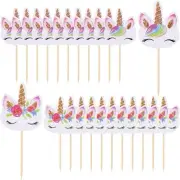Unicorn Cake Toppers,24 pcs Unicorn Cupcake Toppers Cake Decorations Double Side