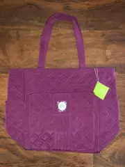 Vera Bradley RAISIN TABLET TOTE Retired Microfiber Large Travel Zip Shoulder NWT
