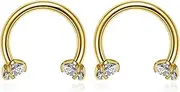 [Jovivi] 2-5pc 16G Stainless Steel Cubic Zirconia Horseshoe Multi-Functional Lip/Nose/Nipple/Eyebrow Captive Hoop Ring Barbell Tragus Cartilage Stud Earrings 5/16"