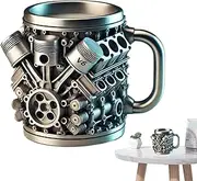 Apujent Metal Coffee Mugs - 300ml Stainless Steel Cup - Flask Leakproof Wide Mouth Water Bottle Engine Design for Gym Hiking Picnic Camping Outdoor Activities Travel