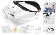 Headband Magnifying Glass with Light, Rechargeable 1x-14x Head Mount Magnifier