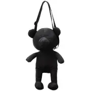 Crossbody Shoulder Bag with Chain Strap Stuffed Animal Gothic Purses Handbags for Girls - Black