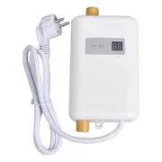Instant Water Heater 3800W Mini Electric Tankles Hot Water Heater Digital Display for Bathroom Kitchen Washing EU Plug White