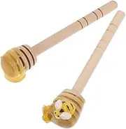 Alipis Wooden Honey Dippers 2pcs Mini Bee Stick Stirrer for Syrup Jam Long-Lasting Easy to Clean for Kitchen