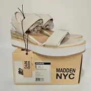 Madden NYC Women’s Talla Wedge Strappy Sandals, Size 9.5 White