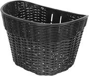 Totority Antique Rattan Car Basket Woven Basket Front Handlebar Wicker Storage Bike Front Accessory Bike Storage Holder Black Plastic