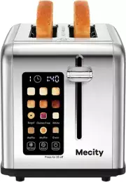 Smart Stainless Steel 2-Slice Touch Screen Toaster with Timer & Defrost