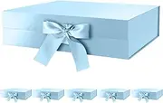 PETSLOVE 6 count Large Gift Boxes with Lid for Easter 34.29x25.4x8.89 CM, Light Blue Magnetic Gift Box with Ribbon, Groomsman Boxes(Glossy)