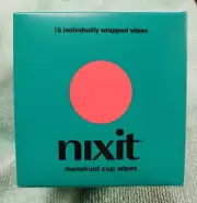 NIXIT - Menstrual Cup On-the-Go Wipes - 15 Wrapped Wipes - Fragrance Free - NEW
