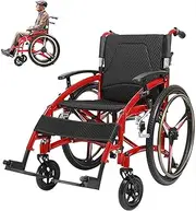 Self-Propelled Wheelchairs,Folding Sports Leisure Wheelchair,Lightweight Aluminum Alloy Shock-Absorbing Wheelchair, Manual Wheel Chair for Disabled