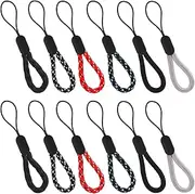 Molain 12-piece adjustable finger wrist straps, portable short neck straps, nylon finger loops for mobile phone, keys, camera, USB sticks, headphones, 4.72 inches