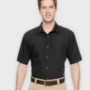 Harriton Men’s Advantage Snap Front Short Sleeve Shirt Black Size L