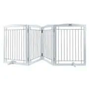 Freestanding Dog Gate 32 Inch High 96 Inch For Wide 4 Panel Foldable Pet Barrier
