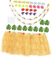 SHOWERORO 1 Set Hawaiian Party Decorative Ornament Flower Strings Table Skirt Suit for Luau Dinners