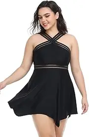 [HoneyStore] Women's Floral Plus Size Swimsuits Swimdress Athletic Two Piece Tankini Bathing Suits