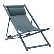 Design Square Duka Outfoor Relaxing Lounge Accent Folding Steel Patio Beach Chair Blue
