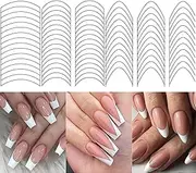 TONOKAILS 60 Sheets 2280 Pieces French Manicure Nail Art Stickers, 3 Designs Self-Adhesive Nail Tips Guides for DIY Decoration Stencil Tools (3 Moon Shape Design, 60 Sheets)