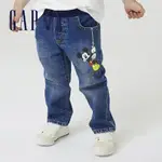 GAP 男幼童裝 GAP X DISNEY迪士尼聯名 印花直筒牛仔褲-深色水洗(708137)