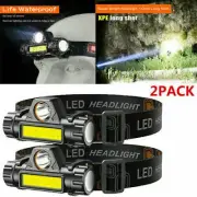 2PCS USB Rechargeable Waterproof LED Headlamp Headlight Head Light Flashlight