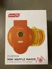 Dash Pumpkin Mini Waffle Maker 4" Cooking Surface Non-stick 350 Watts