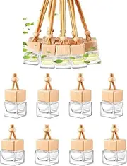 Roczential 8 Pcs 8ml Car Hanging Diffuser Bottle Perfume Empty Bottle Pendant Air Freshener Ornament for Essential Oil Aromatherapy Storage, Empty Refillable Home Car Air Freshener Vials
