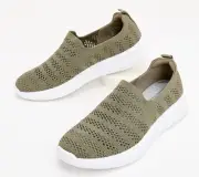 Clarks Ezera Path Cloudsteppers Knit Slip On Shoes Olive 7/M New