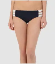 $157 Seafolly Womens Blue Block Party Strappy Hipster Bikini Bottoms USA Size 10
