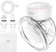 Hands-Free Breast Pump EB29 Pink, Wearable Pump with Comfortable Double-Sealed Flange(19mm 24mm 27mm), Painless & Silent, 4 Modes & 12 Levels Memory Function for Easy Pumping, Smart Display，8-piece Set