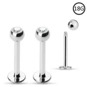 18G 1/4" 5/16" 3/8" CZ GEM SURGICAL STEEL LABRET CHIN LIP TRAGUS RING EAR STUD