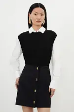 Tall Techno Cotton Woven Skirt With Gold Clasp