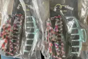 2 Sets- Art Class Hair Clips 2 Pack Jumbo Rainbow Tort & Chrome Claw Sealed New