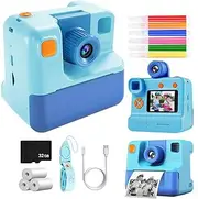 IOIUSKKU ABS Kids Camera Instant Print Kids Instant Print Camera Kids Instant Print Instant Camera Instant-Gratification Fun, Blue
