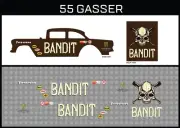 Hot Wheels (1/64), 55 Gasser "Bandit" Waterslide, Printed White First, Decals