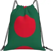 EdWal Flag Of Bangladesh Print Drawstring Backpack Gym Bags Sports Draw String Bags For Gym Travel Swimming Beach, White, One Size