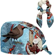 [YTYVAGT] Scrub Caps Women,Scrub Hats Suitable for Women,Christmas Card with Santa Cartoon