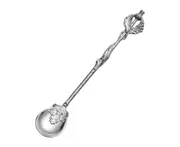 Stirring Spoon Creative Design Vintage Elegant Mini Royal Style Zinc Alloy Carved Fruit Dessert Spoons for Home-Silver