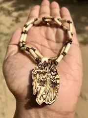 16" Carved Radha Krishna Pendant TULSI TULASI VAISHNAV ISKCON Mala Kanthi Yoga 1