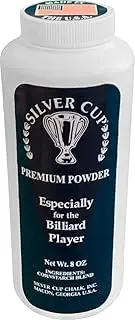 Silver Cup Billiard/Pool Premium Powder Hand Chalk, 8 Ounce Shaker Bottle, White