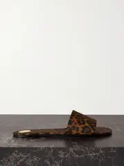 [SAINT LAURENT] SAINT LAURENT - Carlyle Leopard-print Grosgrain Sandals - Brown - EU 40 EU 40 Brown