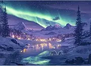 [Yunlus] 1000 Pieces Jigsaw Puzzles for Adults Northern Lights Polar Bear Puzzles Impossible Hard Difficult Challenging Puzzles for Teens Nature Jigsaw Puzzle 1000pc Puzzle 28 x 20 inch